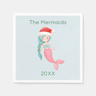 Mermaid Santa Christmas Napkins