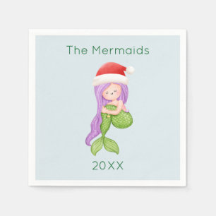 Mermaid Santa Christmas Napkins