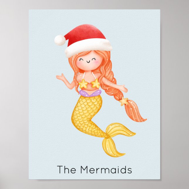 Mermaid Santa Christmas Poster (Front)