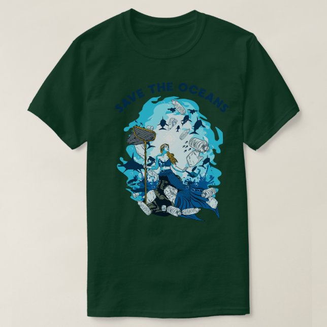 MERMAID SAVE THE OCEANS T-Shirt (Design Front)