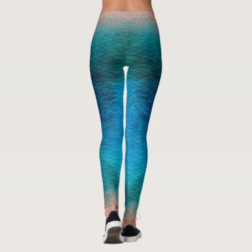 Mermaid scale blended waist Leggings Caribbean 4