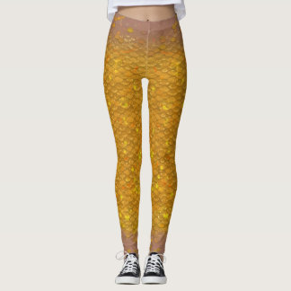 Mermaid scale blended waist Leggings Gold Fish 3