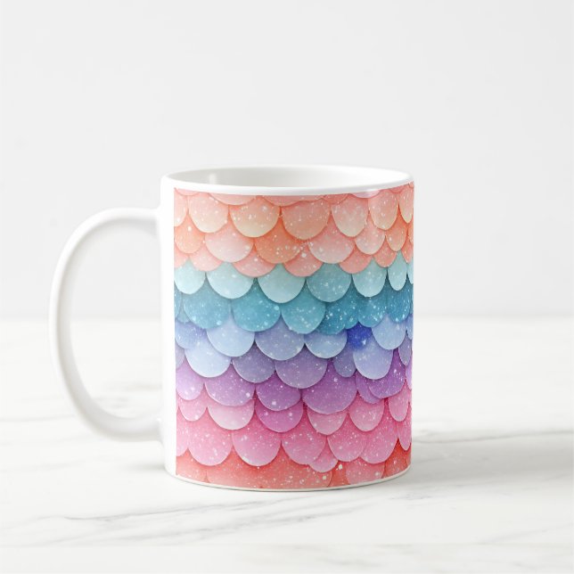 Mermaid Scale Colorful Pattern Coffee Mug (Left)