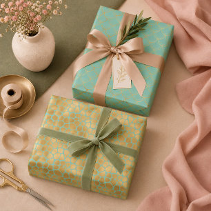 Mermaid scale, giraffe print and feathers wrapping paper sheets