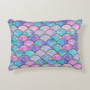 Mermaid Scale Japanese Watercolor Pattern Accent Pillow