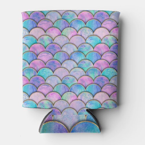 Mermaid Scale Japanese Watercolor Pattern Can Cooler