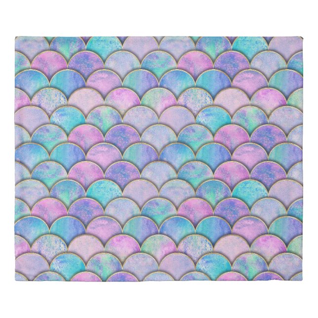 Mermaid Scale Japanese Watercolor Pattern Duvet Cover (Front)