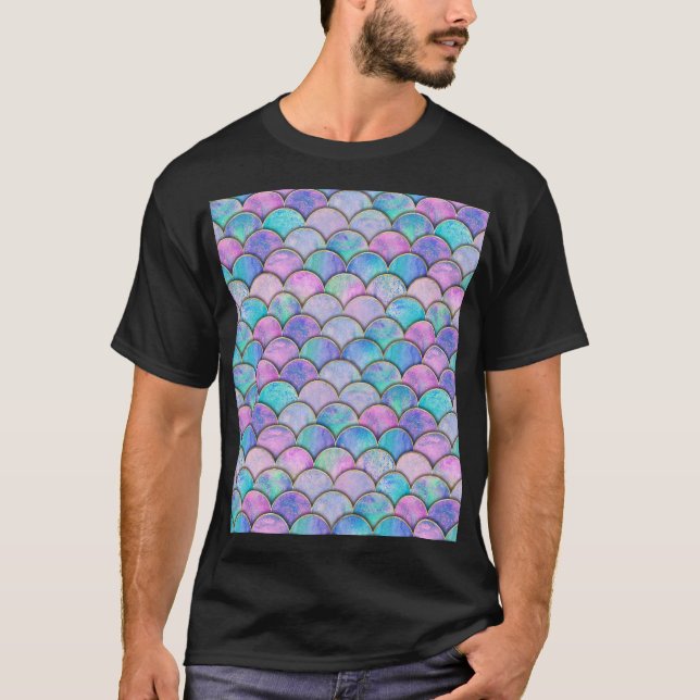Mermaid Scale Japanese Watercolor Pattern T-Shirt (Front)