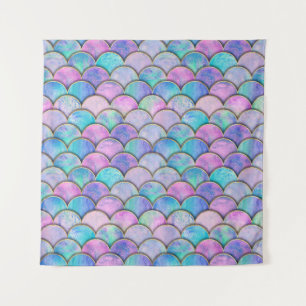 Mermaid Scale Japanese Watercolor Pattern Tapestry