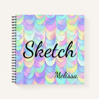 Mermaid Scale Monogram Sketchbook Notebook