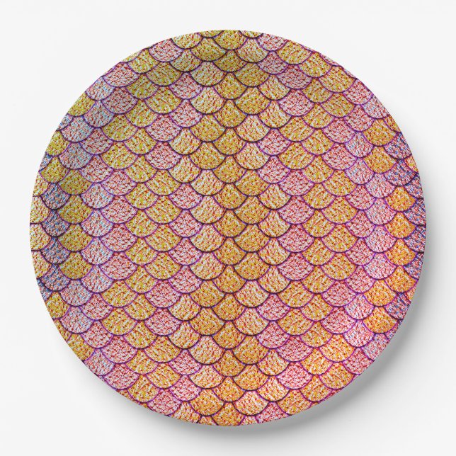 Mermaid Scale Pattern Paper Plates (Front)