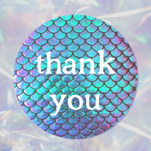 mermaid scale pattern thank you classic round sticker