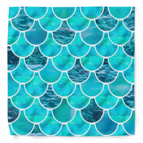 Mermaid scale pattern turquoise mint green blue bandana