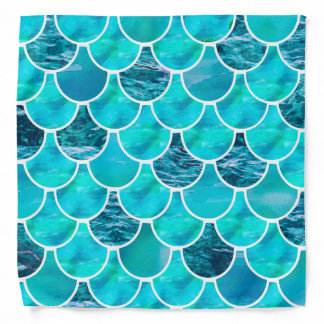 Mermaid scale pattern turquoise mint green blue bandana