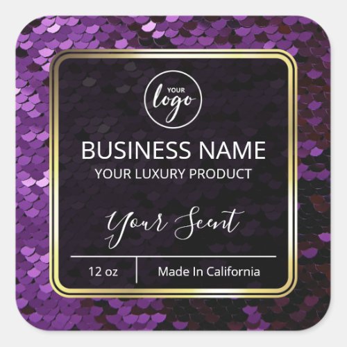 Mermaid Scale Purple And Gold Candle Labels