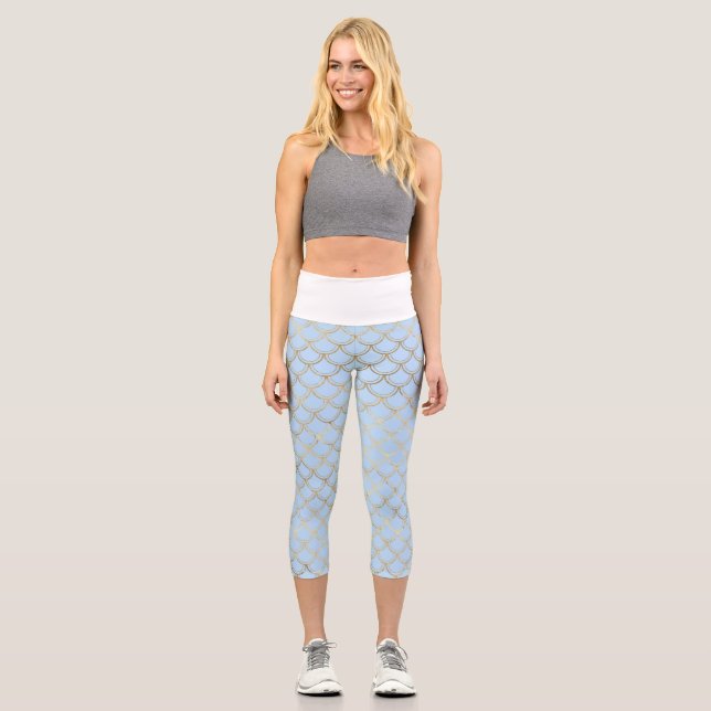 Mermaid Scaled High Waisted Capri Leggings (Front)