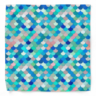 Mermaid Scales, Aqua, Shell Pink, and Cobalt Bandana