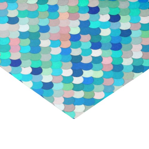 Mermaid Scales Aqua Shell Pink and Cobalt Tissue Paper
