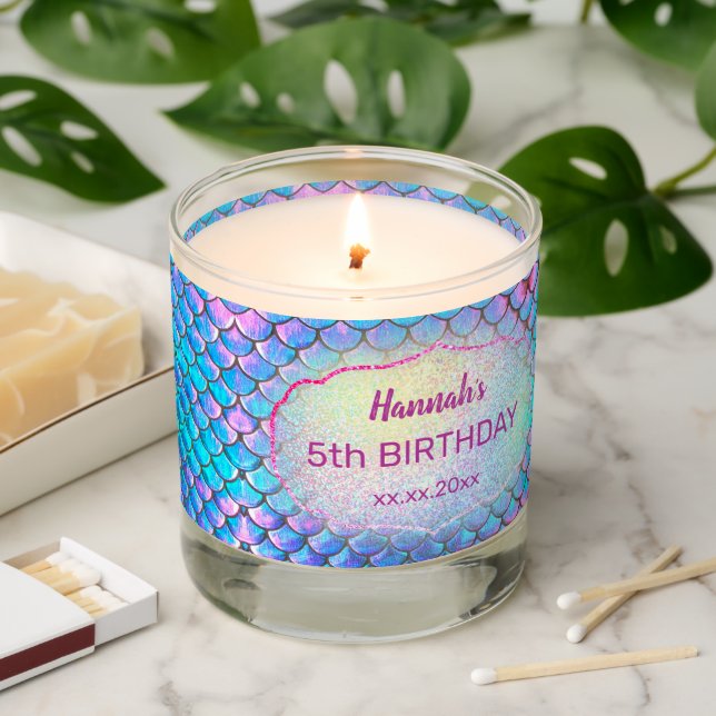 mermaid scales Birthday Scented Candle (Lit)