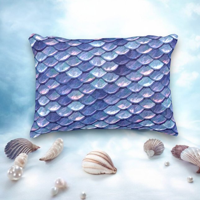 Mermaid Scales Blue accent pillow (Mermaid scale throw pillow)