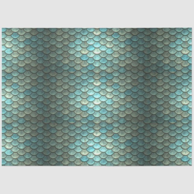 Mermaid Scales Decoupage Background Aqua 2  Tissue Paper (Front)