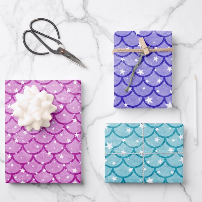 Mermaid Scales Design Wrapping Paper Set