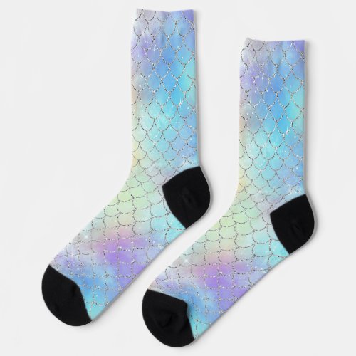 Mermaid Scales Faux Glitter Socks