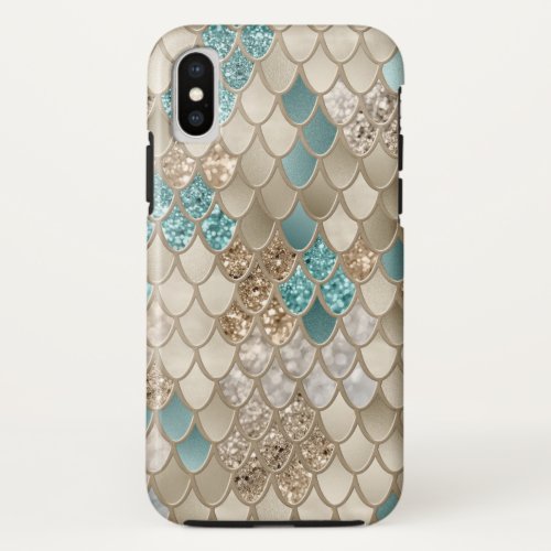 Mermaid Scales Glam 10 Faux Glitter decor art iPhone X Case