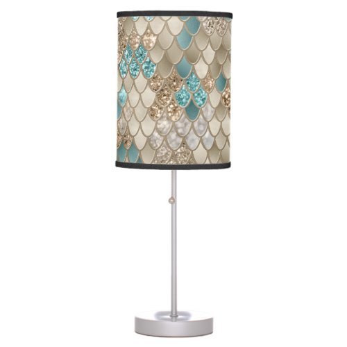 Mermaid Scales Glam 10 Faux Glitter decor art Table Lamp