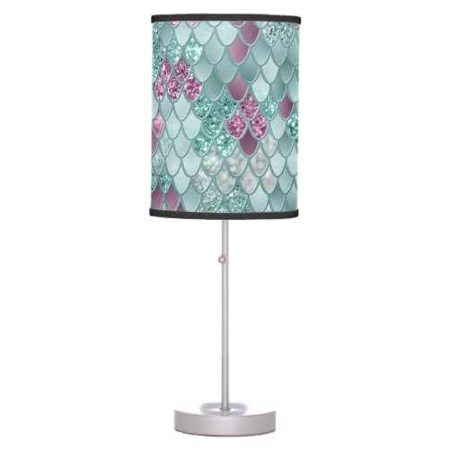 Mermaid Scales Glam 15 Faux Glitter decor art Table Lamp