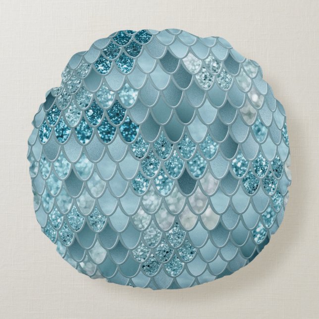 Mermaid Scales Glam #19 (Photo of Glitter Only) Round Pillow (Front)