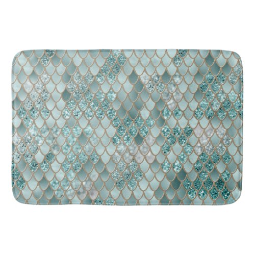 Mermaid Scales Glam 4 Faux Glitter decor art  Bath Mat