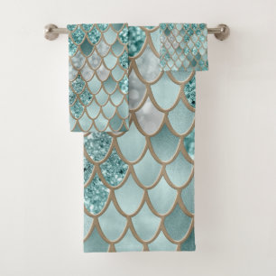 Mermaid Scales Glam #4 (Faux Glitter) #decor #art Bath Towel Set