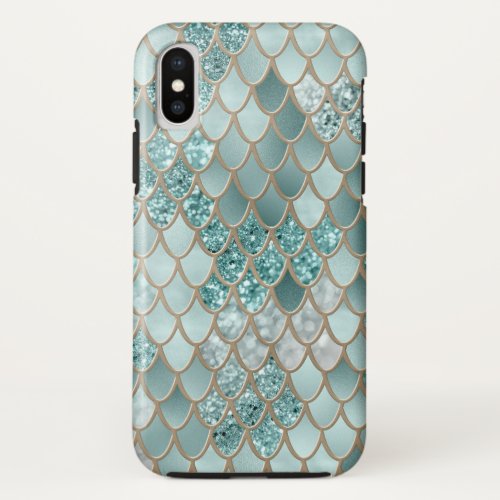 Mermaid Scales Glam 4 Faux Glitter decor art  iPhone X Case