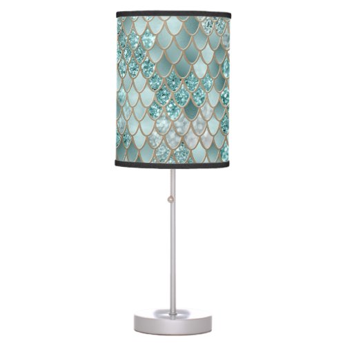 Mermaid Scales Glam 4 Faux Glitter decor art  Table Lamp