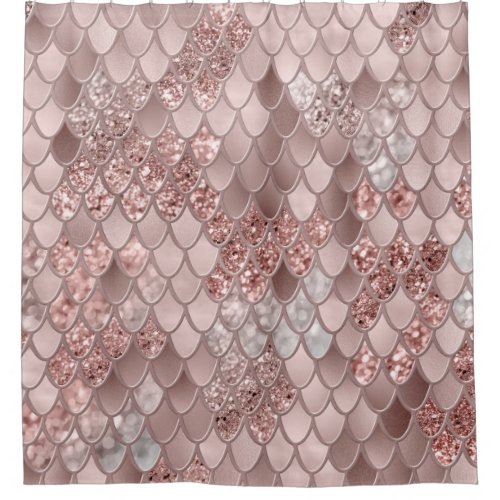 Mermaid Scales Glam 5 Faux Glitter decor art  Shower Curtain