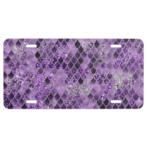 Mermaid Scales Glam 7 Faux Glitter decor art License Plate