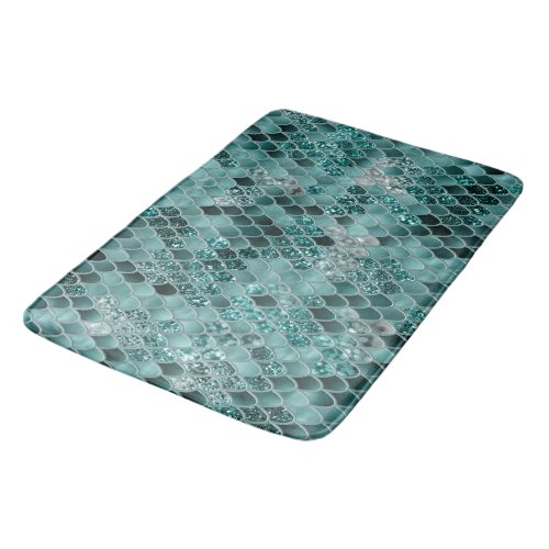 Mermaid Scales Glam 9 Faux Glitter decor art Bath Mat