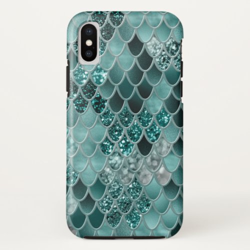 Mermaid Scales Glam 9 Faux Glitter decor art iPhone X Case