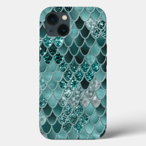 Mermaid Scales Glam 9 Faux Glitter decor art iPhone 13 Case