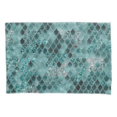 Mermaid Scales Glam 9 Faux Glitter decor art Pillow Case