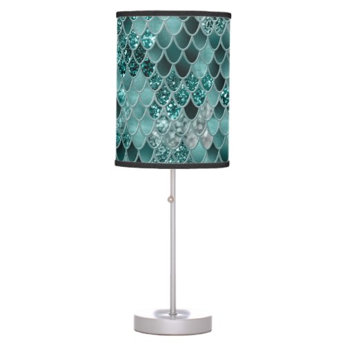 Mermaid Scales Glam 9 Faux Glitter decor art Table Lamp