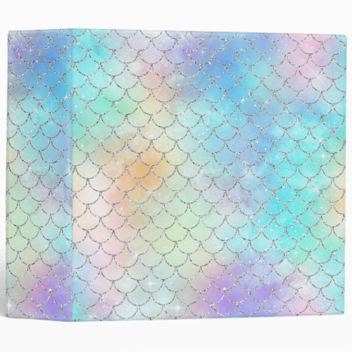 Mermaid Scales Glam Ocean Faux Glitter 3 Ring Binder