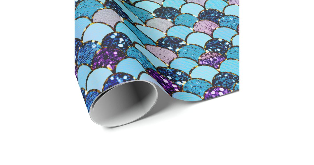 mermaid scales glitter blue tiffany viola purple wrapping christmas office party invitations