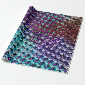 Mermaid Scales Glitter Blue Viola Purple Wrapping Paper (Unrolled)