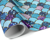 Mermaid Scales Glitter Blue Viola Purple Wrapping Paper (Roll Corner)