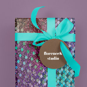 Mermaid Scales Glitter Blue Viola Purple Wrapping Paper