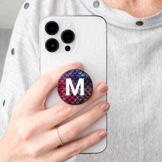 Mermaid Scales Glitter Look and Monogram PopSocket
