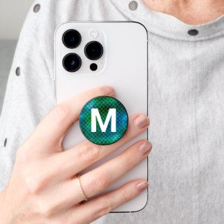 Mermaid Scales Glitter Look and Monogram PopSocket