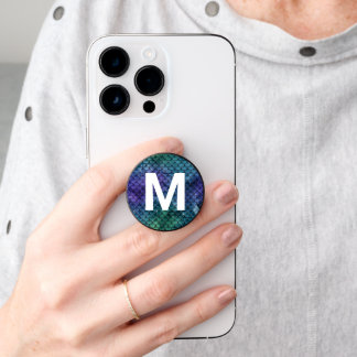 Mermaid Scales Glitter Look and Monogram PopSocket